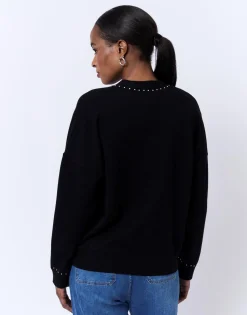 Gilet uni décoré NOIR Femme
