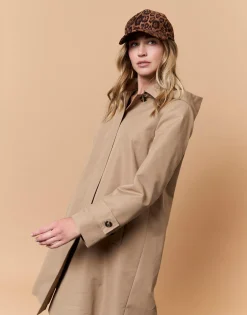 Imperméable mi-long uni BEIGE Femme