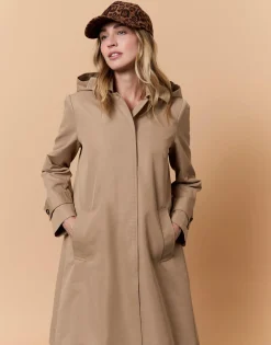 Imperméable mi-long uni BEIGE Femme