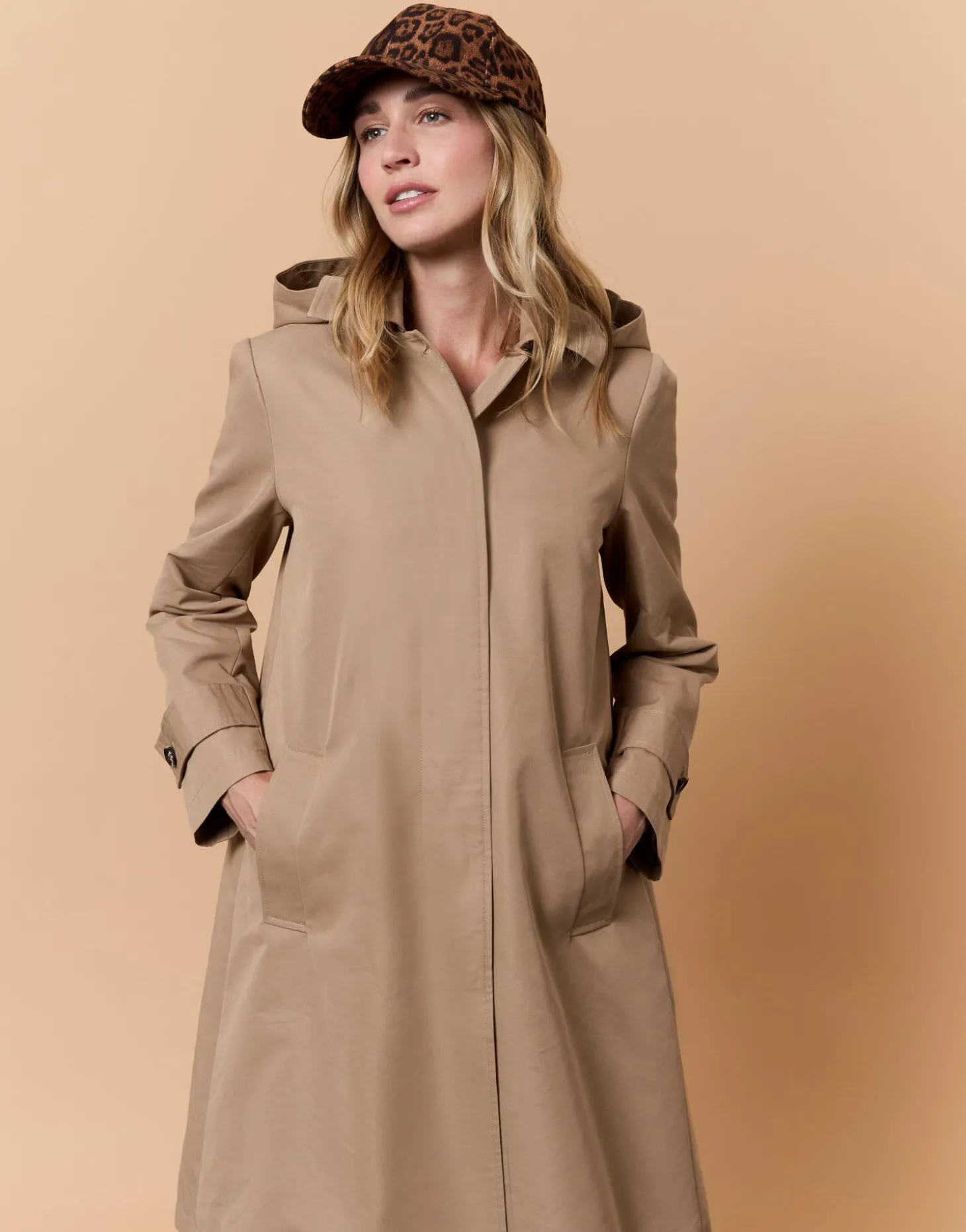 Imperméable mi-long uni BEIGE Femme