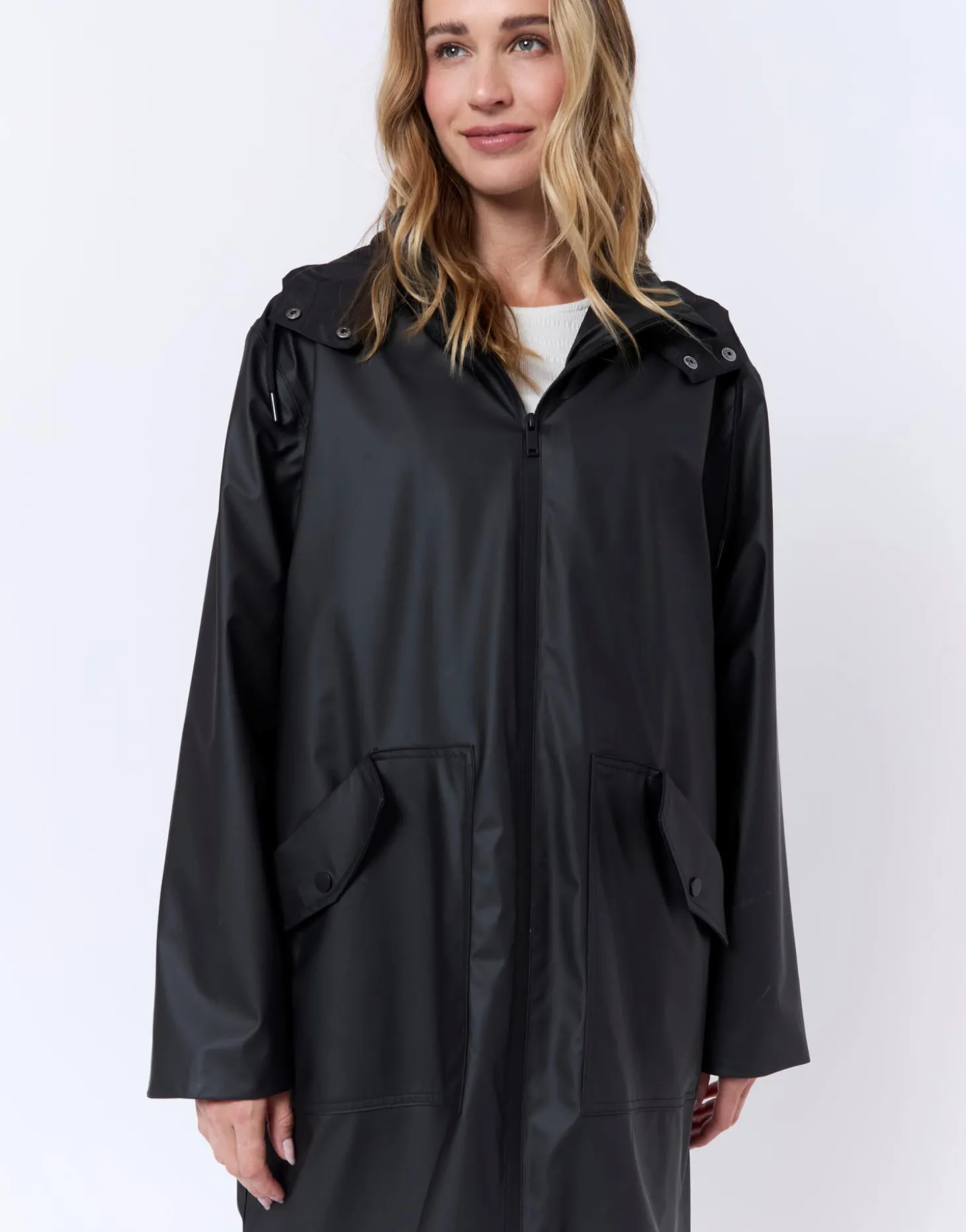 Imperméable mi-long uni NOIR Femme