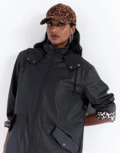 Imperméable mi-long uni NOIR Femme