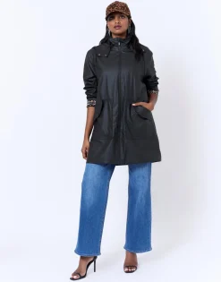Imperméable mi-long uni NOIR Femme