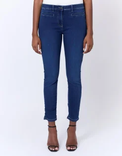 Jean 7/8 slim en denim BLEU Femme