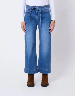 Jean cropped en denim BLEU CLAIR Femme