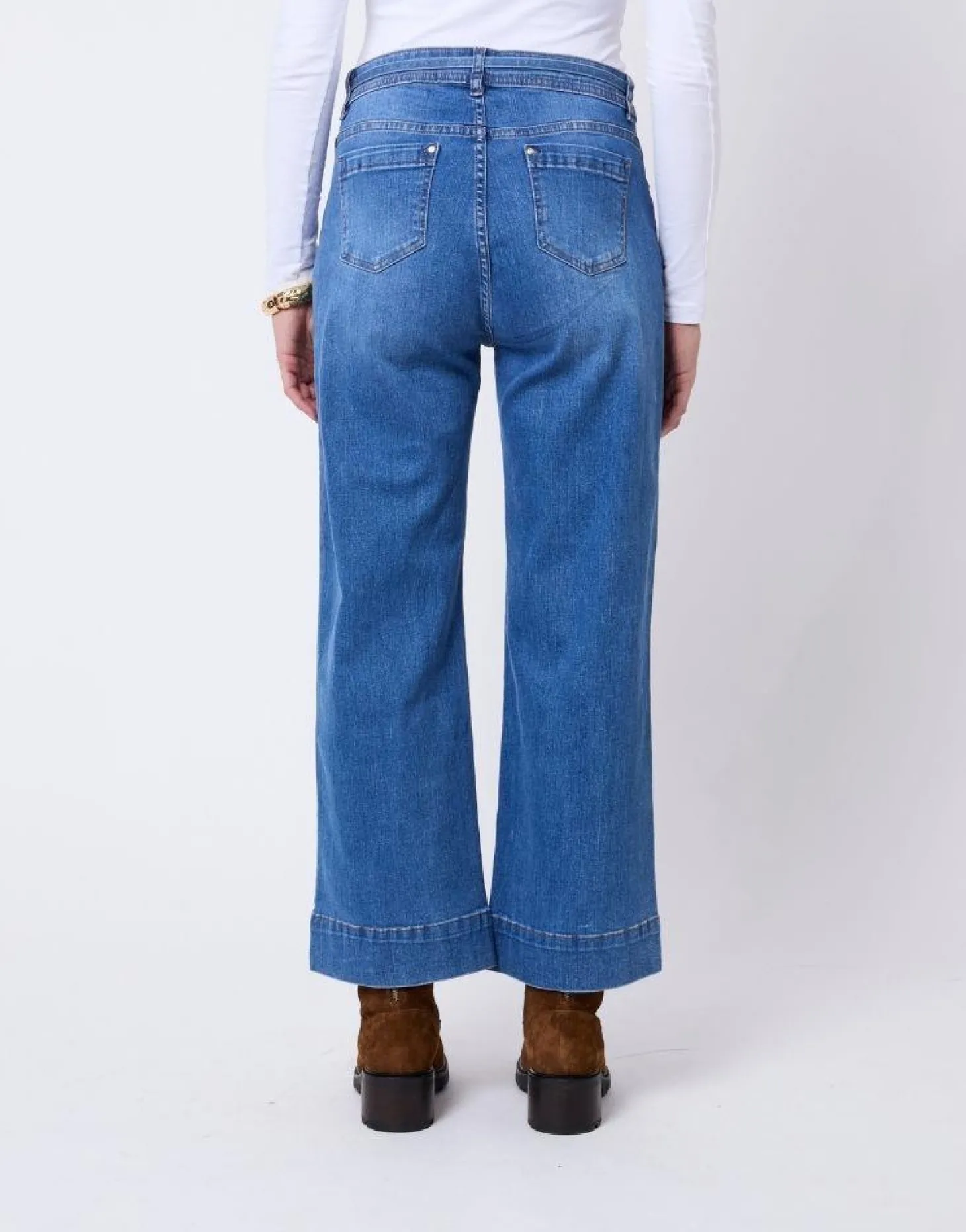 Jean cropped en denim BLEU CLAIR Femme