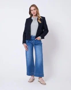 Jean cropped en denim BLEU CLAIR Femme