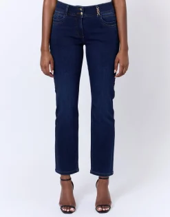 Jean long droit en denim MARINE Femme