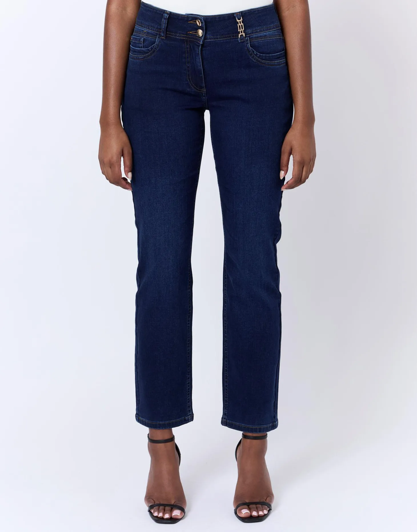 Jean long droit en denim MARINE Femme