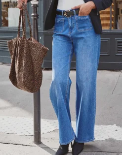 Jean long en denim BLEU CLAIR Femme