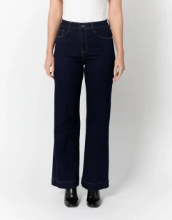 Jean long large MARINE Femme