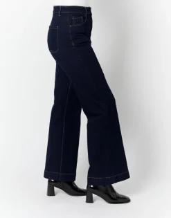 Jean long large MARINE Femme