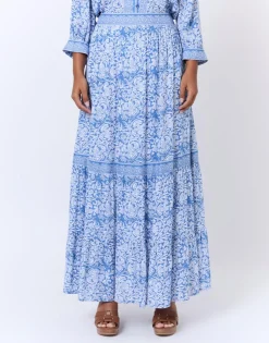 Jupe longue imprimée BLEU