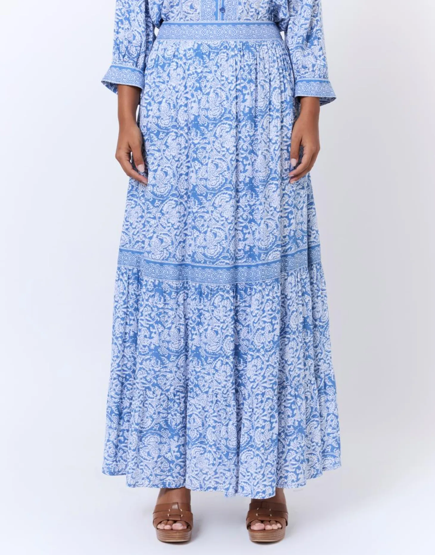 Jupe longue imprimée BLEU