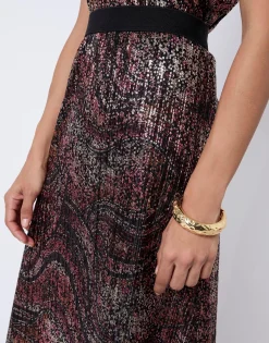 Jupe midi droite imprimée NOIR