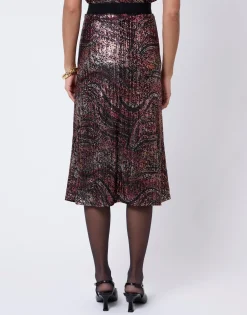 Jupe midi droite imprimée NOIR