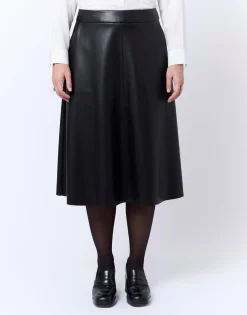 Jupe midi uni NOIR