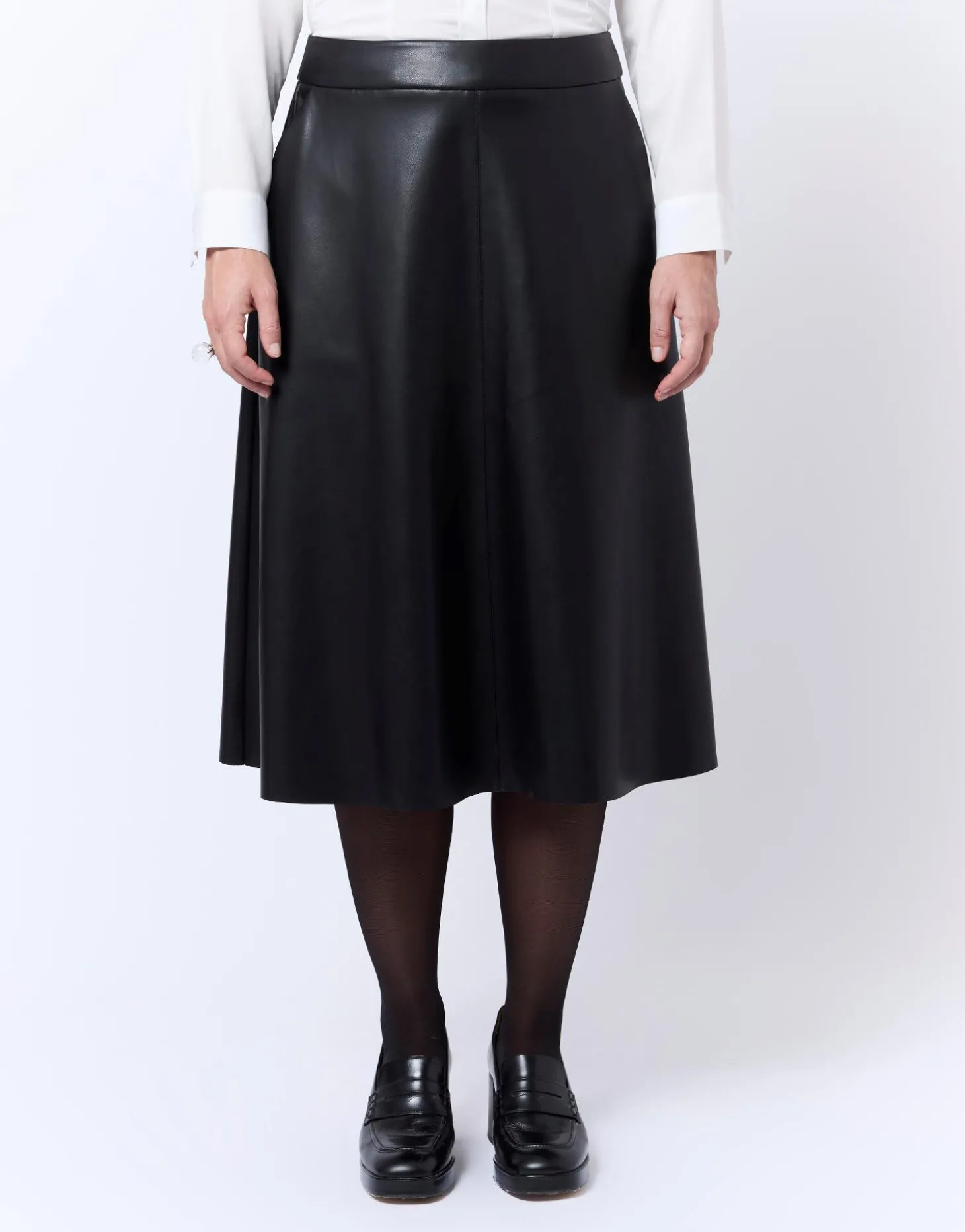 Jupe midi uni NOIR