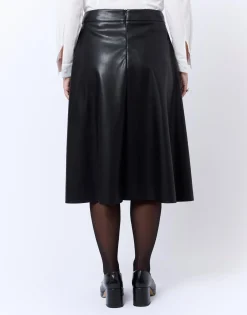 Jupe midi uni NOIR