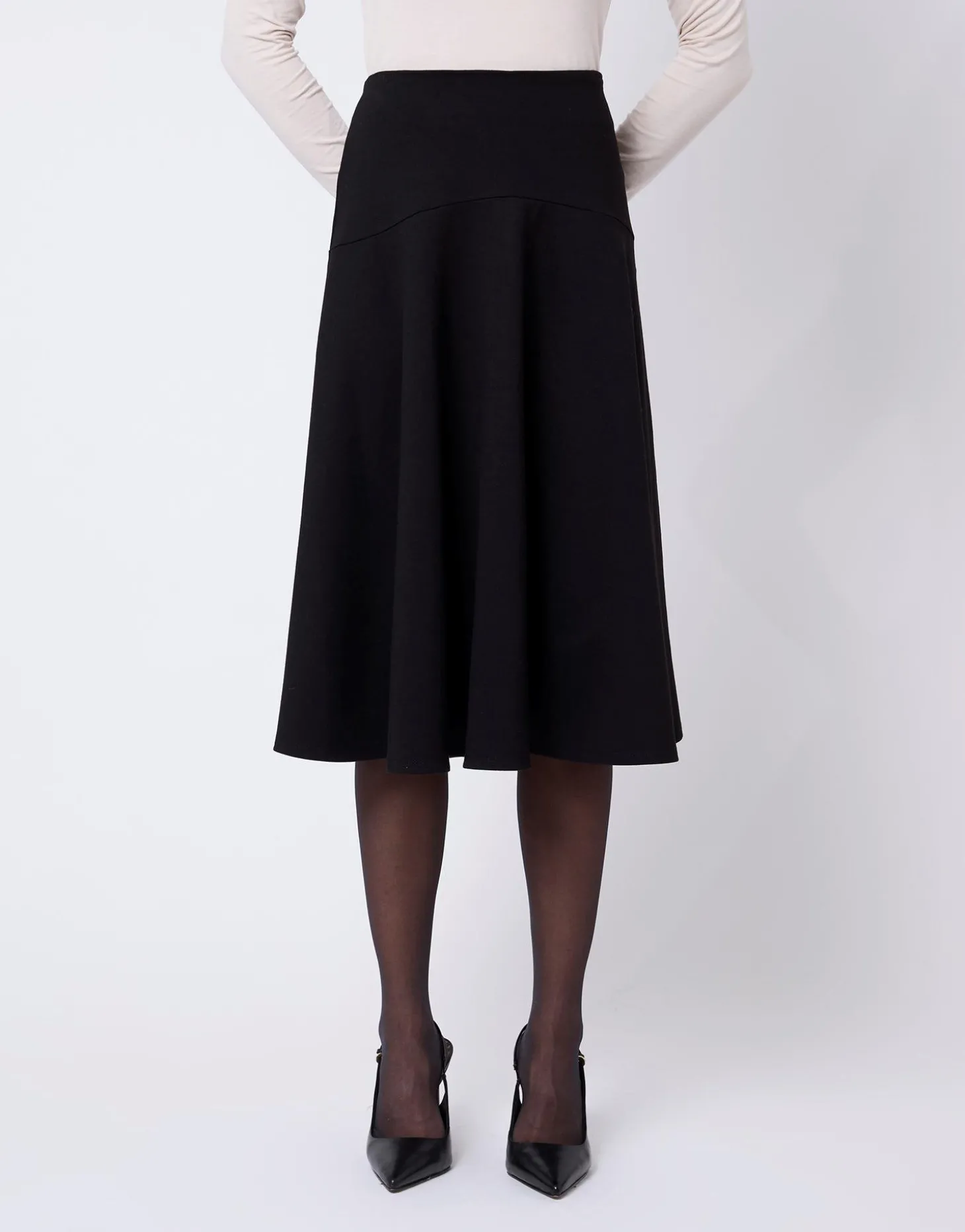 Jupe midi unie NOIR