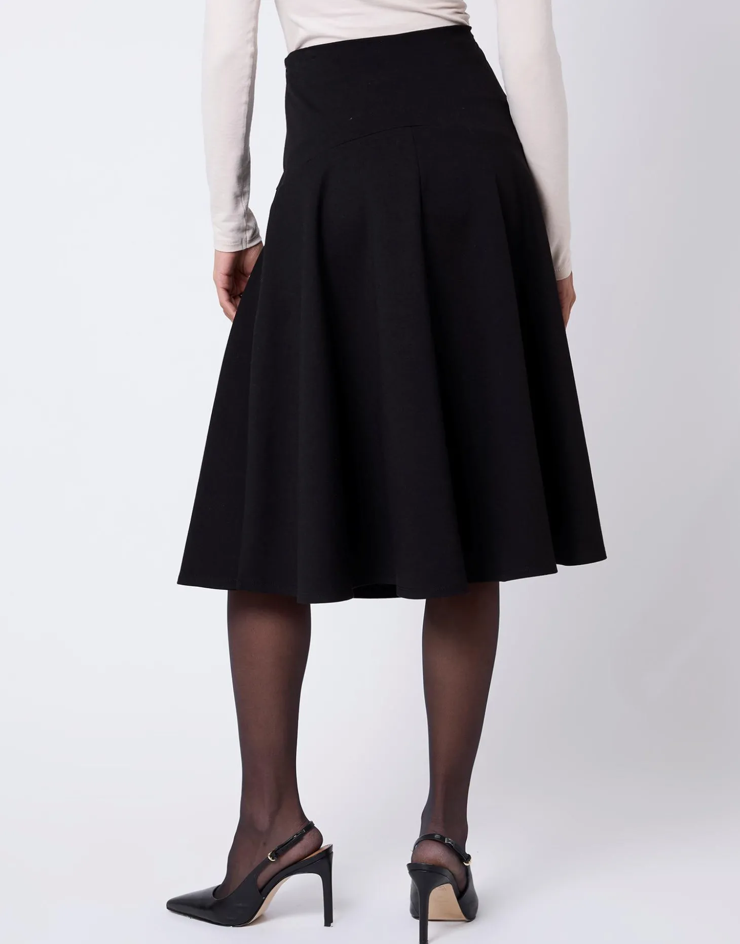 Jupe midi unie NOIR