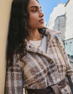 Manteau à carreaux BEIGE Femme