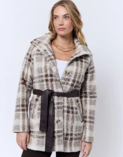 Manteau à carreaux BEIGE Femme