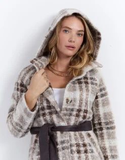 Manteau à carreaux BEIGE Femme