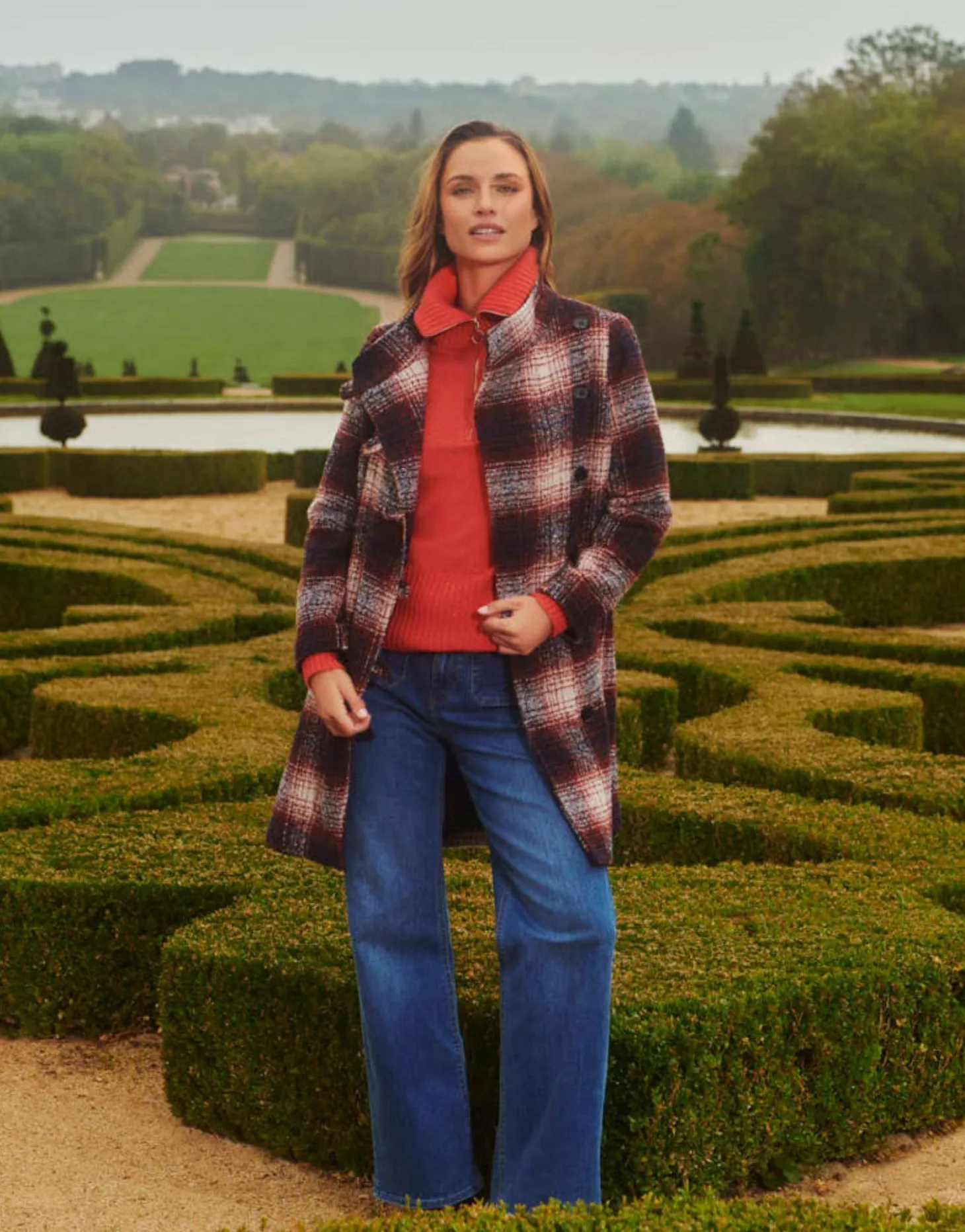 Manteau à carreaux BORDEAUX Femme
