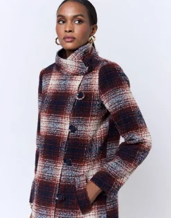 Manteau à carreaux BORDEAUX Femme