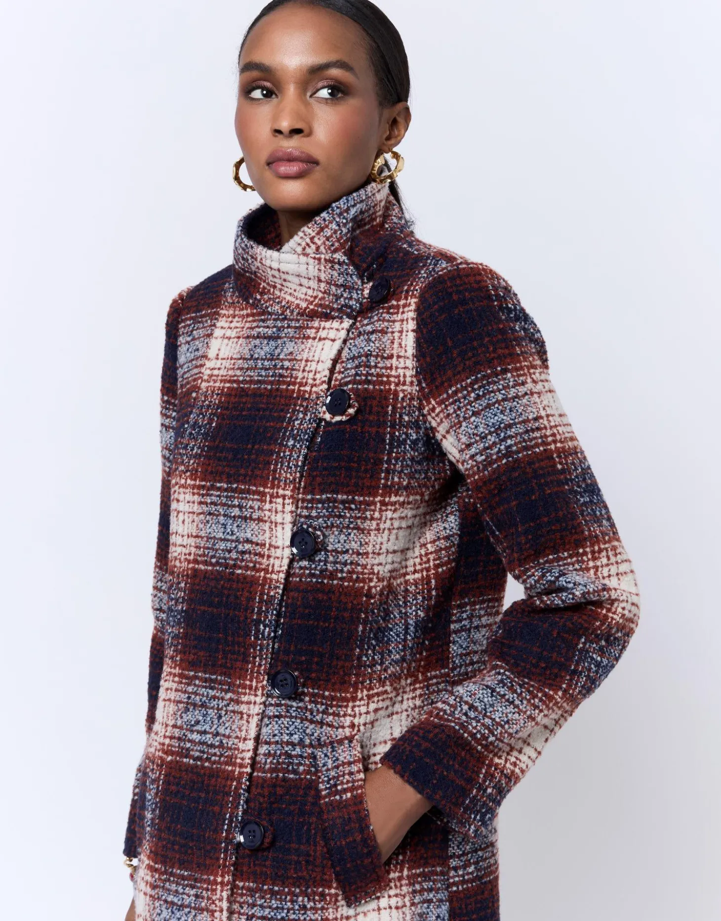 Manteau à carreaux BORDEAUX Femme