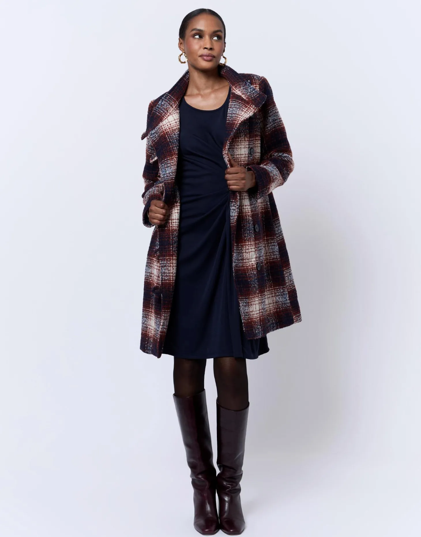 Manteau à carreaux BORDEAUX Femme