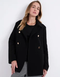 Manteau court uni NOIR Femme