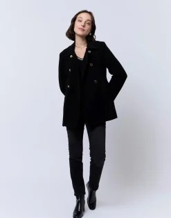 Manteau court uni NOIR Femme