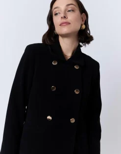 Manteau court uni NOIR Femme