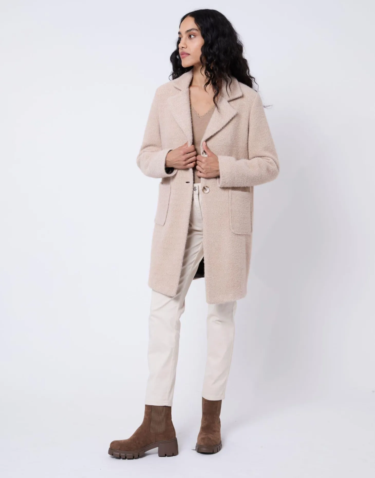 Manteau uni BEIGE Femme