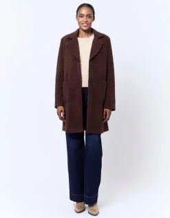 Manteau uni MARRON Femme