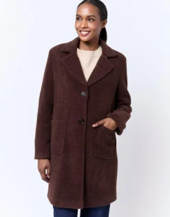 Manteau uni MARRON Femme