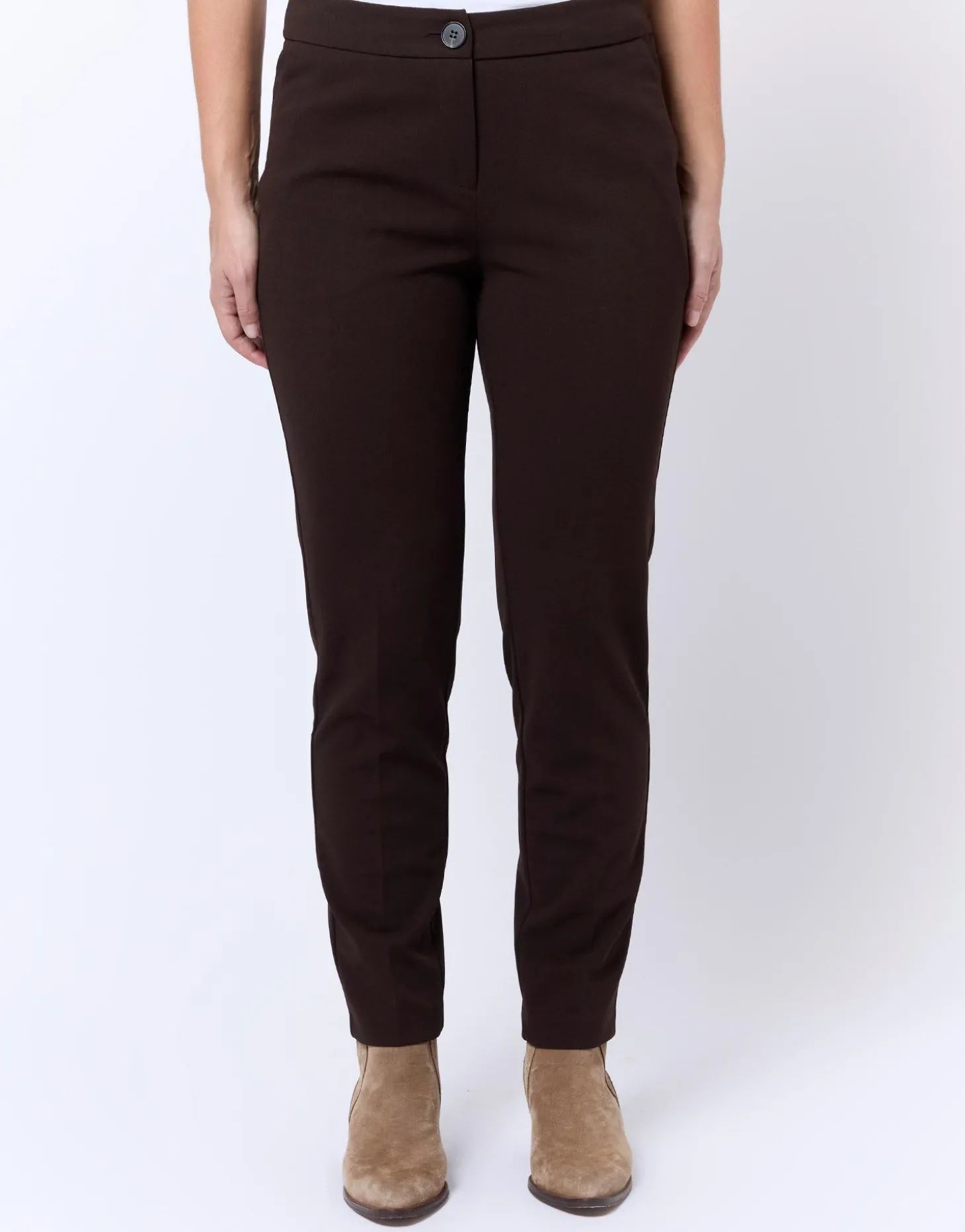 Pantalon 7/8 cigarette uni MARRON Femme