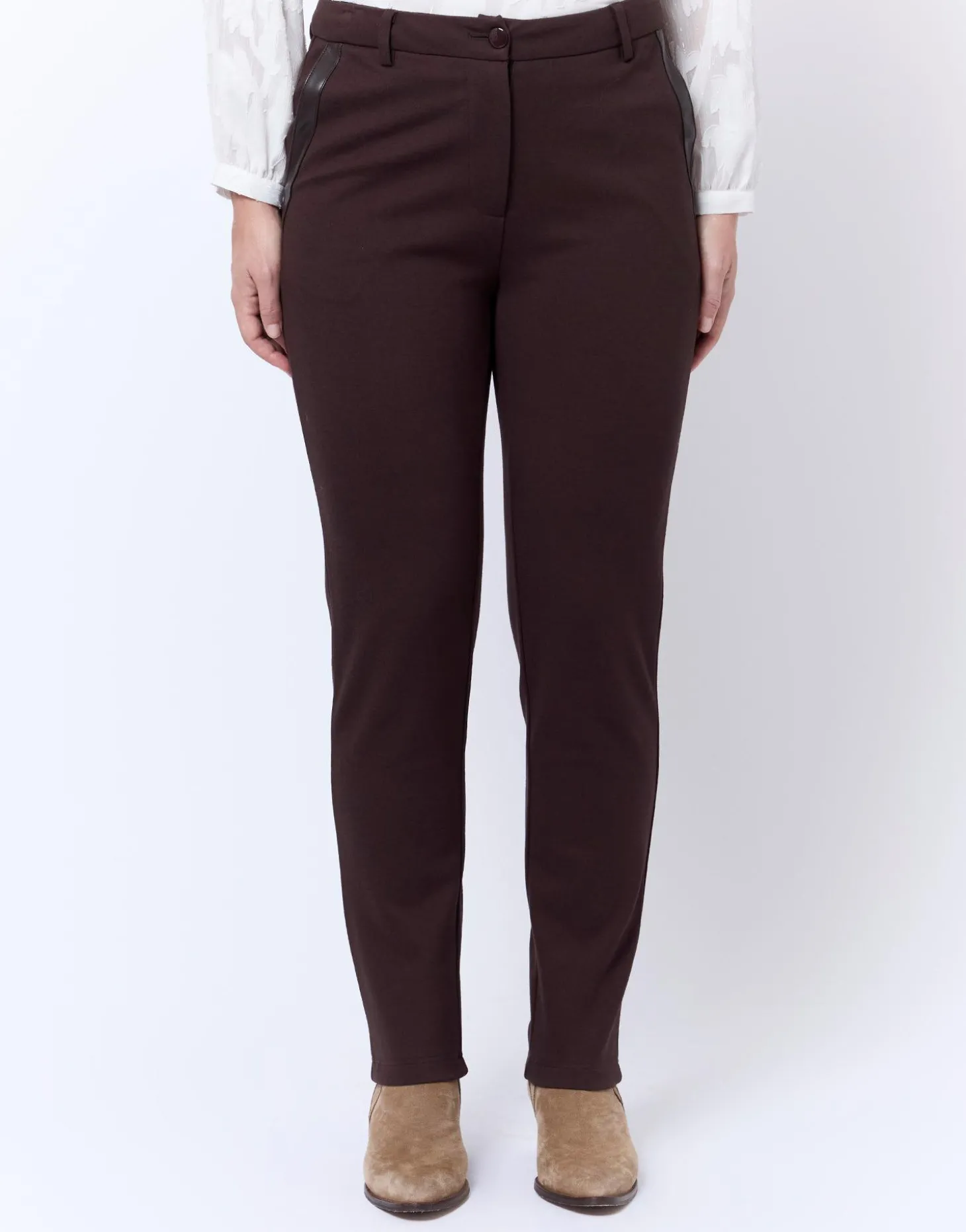 Pantalon 7/8 cigarette uni MARRON Femme