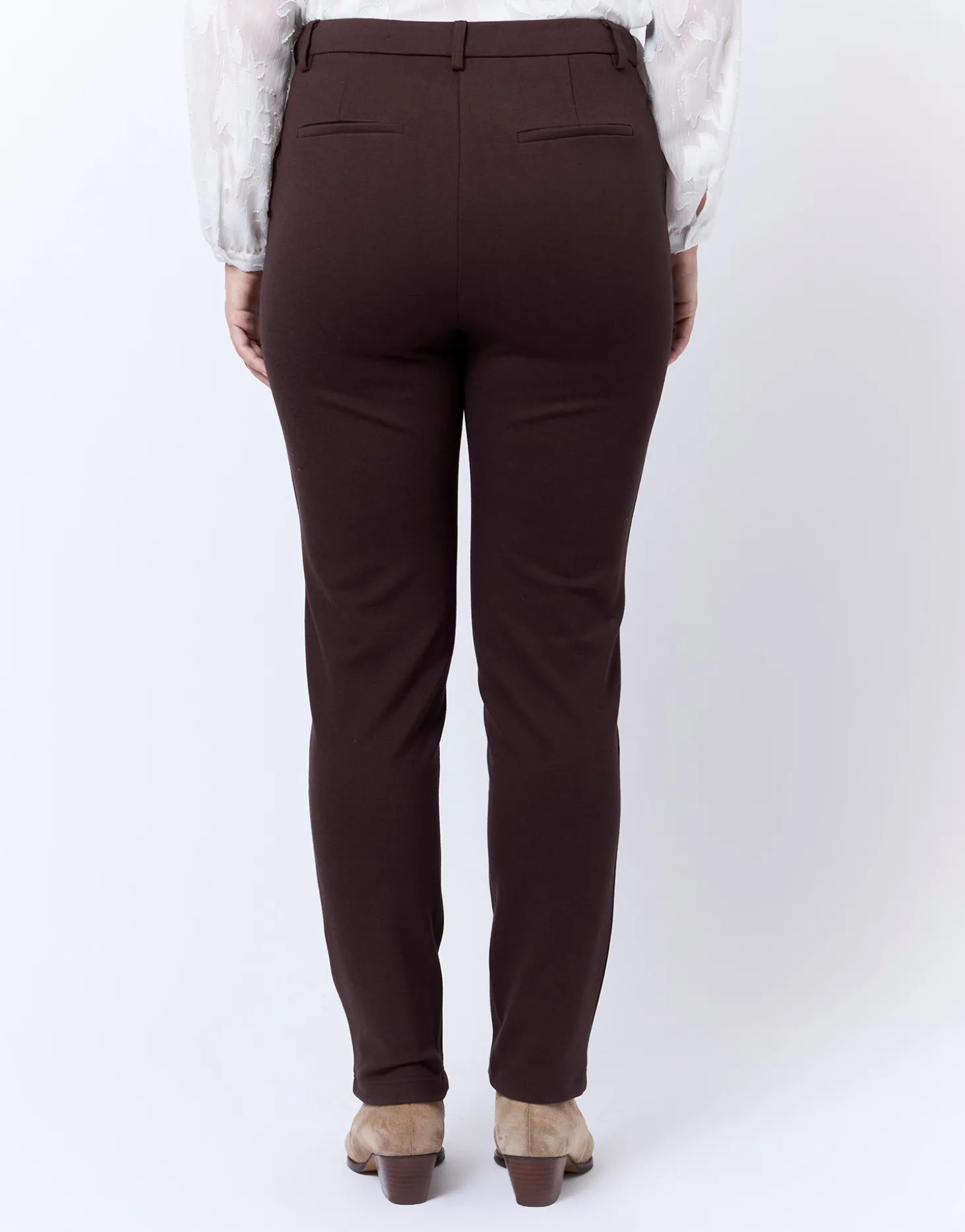 Pantalon 7/8 cigarette uni MARRON Femme