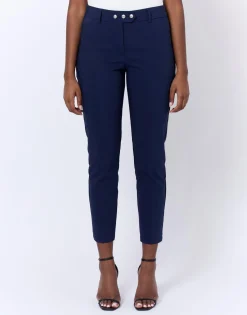 Pantalon 7/8 cigarette uni MARINE Femme