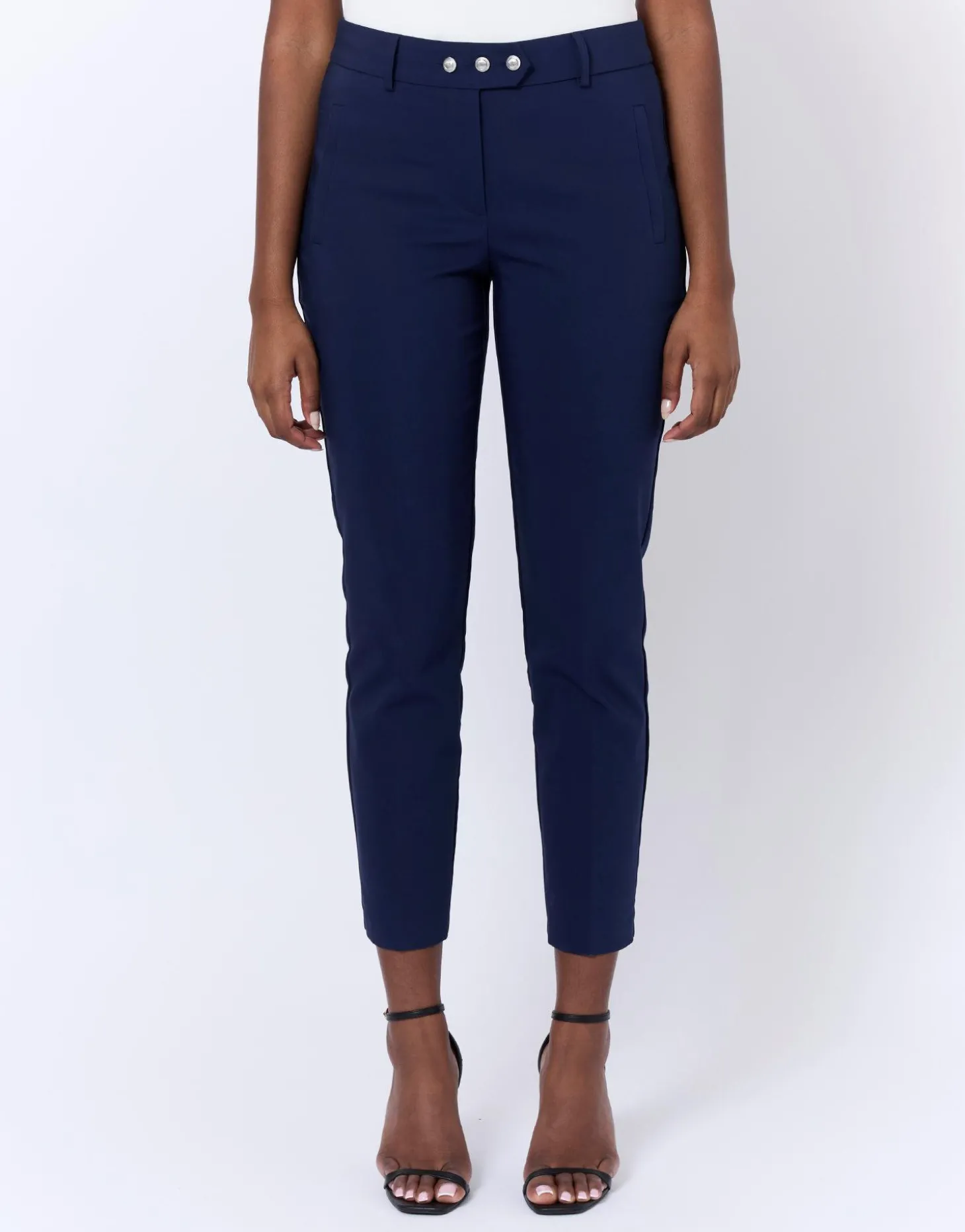 Pantalon 7/8 cigarette uni MARINE Femme