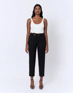 Pantalon 7/8 fuselé uni NOIR Femme