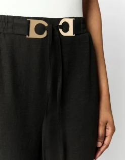 Pantalon 7/8 fuselé uni NOIR Femme