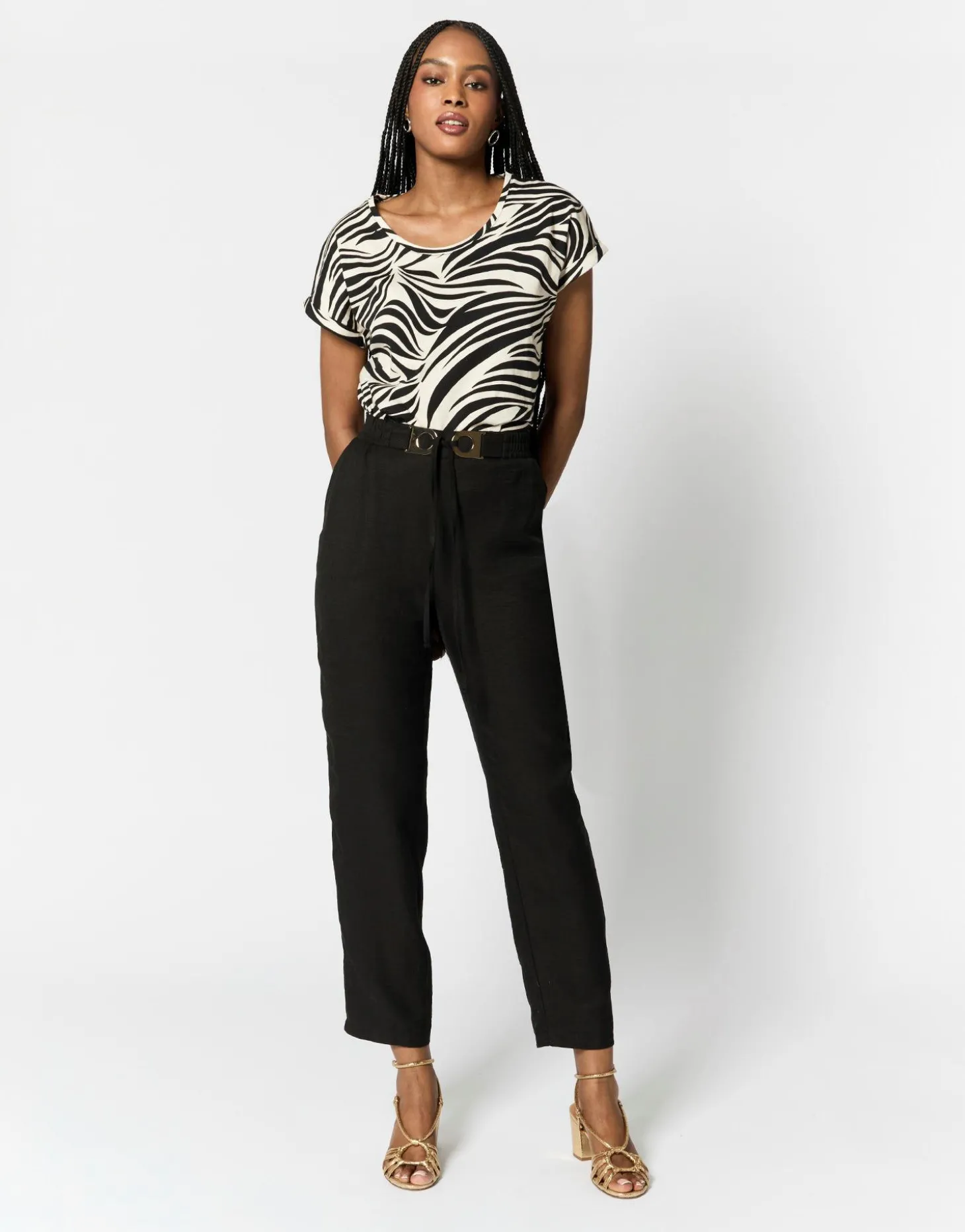 Pantalon 7/8 fuselé uni NOIR Femme