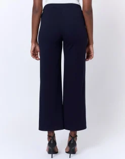 Pantalon 7/8 large uni MARINE Femme