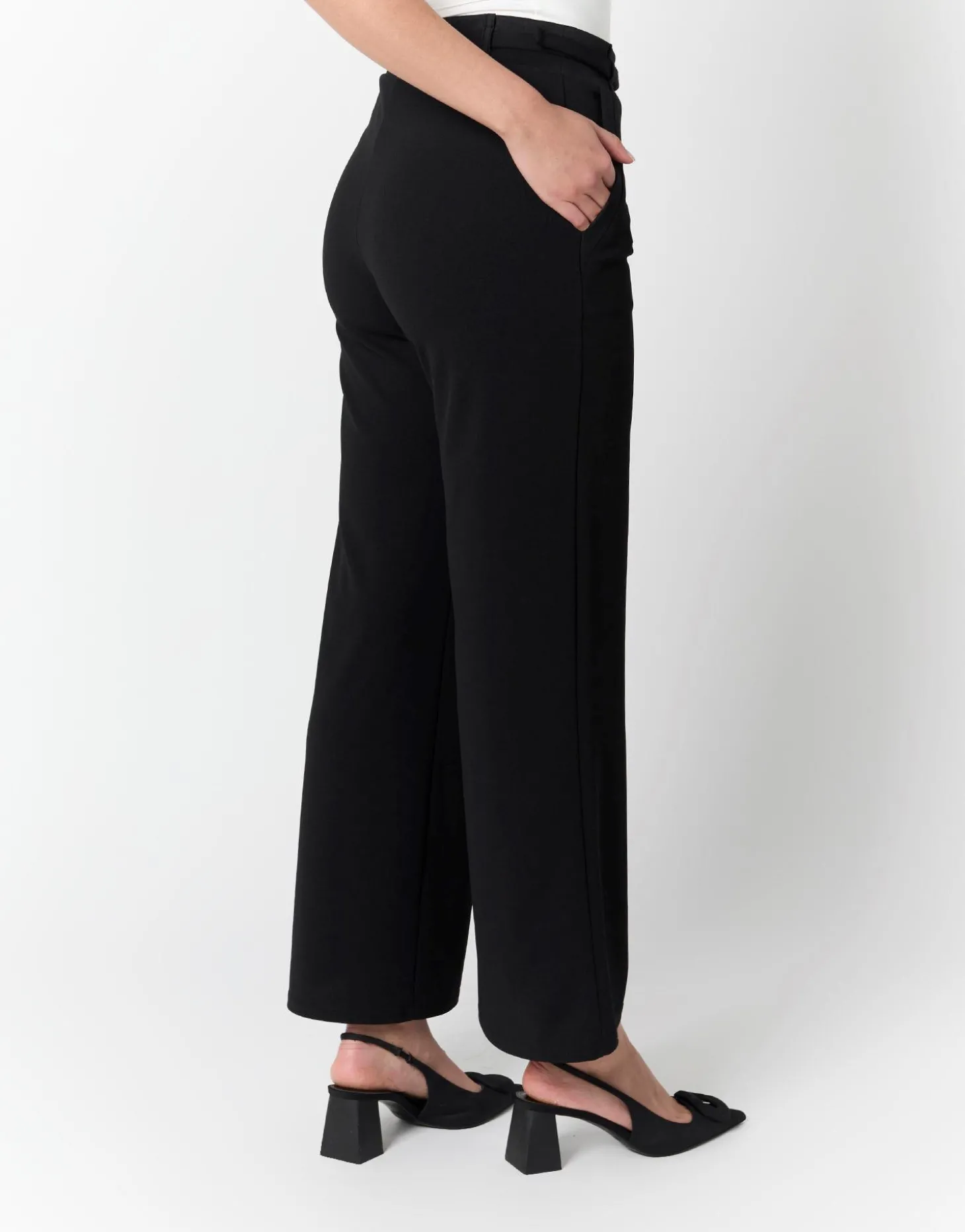 Pantalon 7/8 large uni NOIR Femme