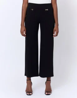 Pantalon 7/8 large uni NOIR Femme
