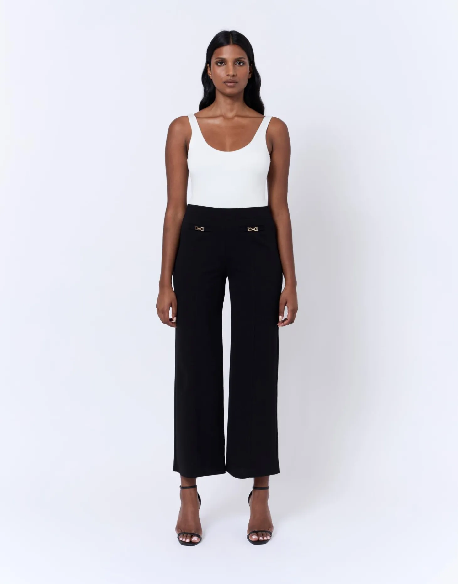 Pantalon 7/8 large uni NOIR Femme